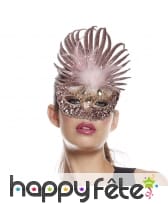 Loup haut rose paillettes et plumes