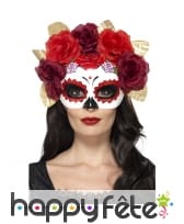 Loup jour des morts décoré de fleurs