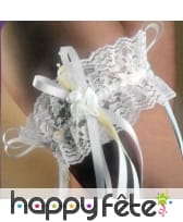 Large jarretiere en dentelle blanche avec noeud