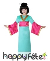 Long kimono vert rose pour fillette