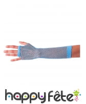 Longues mitaines bleues en résille