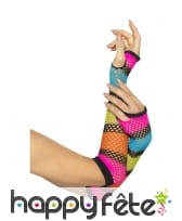 Longues mitaines résilles multicolores