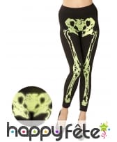 Legging noir avec jambes squelettes vert fluo, image 2