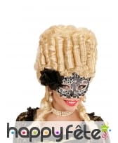 Loup noire blanc avec dentelle et fleur noire