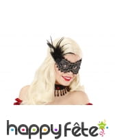 Loup noir doré avec plume et rose noire