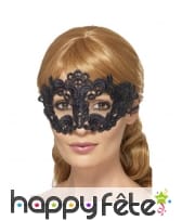 Loup noir en dentelle brodée motifs fleurs