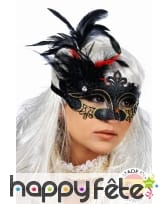 Loup noir et doré avec plumes