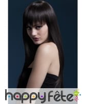Longue perruque avec frange brune