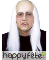 Longue perruque blanche crâne dégarni