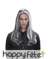 Longue perruque blanche et noire de vampire