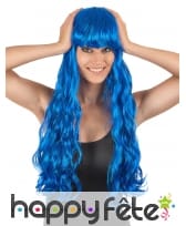 Longue perruque bleue ondulée, 70cm