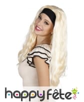 Longue perruque blonde avec bandeau noir