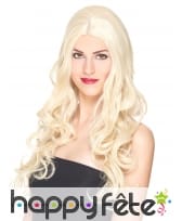 Longue perruque blonde bouclée, luxe