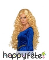 Longue perruque blonde bouclée médiévale