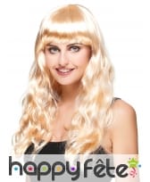 Longue perruque blonde légèrement ondulée, frange, image 1