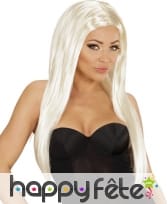 Longue perruque blonde lisse à frange, 44cm, image 1