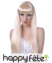 Longue perruque blonde lisse avec frange, image 1