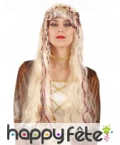 Longue perruque blonde médiévale ondulée 70cm