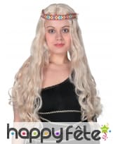 Longue perruque blonde ondulée style hippie, image 1