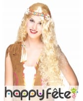 Longue perruque blonde ondulée style hippie