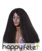 Longue perruque brune hippie pour homme, image 1