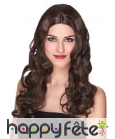 Longue perruque chatain bouclée, luxe