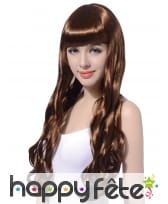Longue perruque chatain ondulée, 75cm, image 1