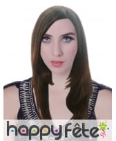 Longue perruque chatain ondulée, luxe, image 3