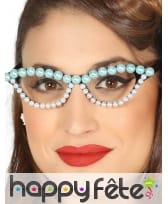 Lunette papillon décorées de perles bleues