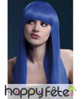 Longue perruque lisse bleu néon de 48cm