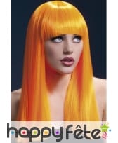 Longue perruque lisse orange néon de 48cm