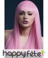 Longue perruque lisse rose clair néon de 48cm