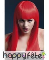 Longue perruque lisse rouge néon de 48cm