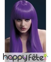 Longue perruque lisse violet néon de 48cm