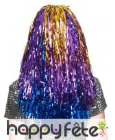 Longue perruque métallique multicolore, image 1