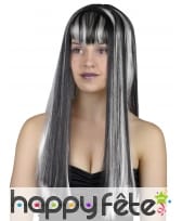 Longue perruque noire balayage blanc, image 1