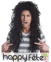 Longue perruque noire de hard rockeur, image 1