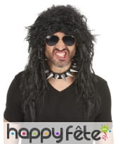 Longue perruque noire de hard rockeur