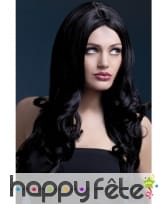 Longue perruque noire ondulée de 66cm