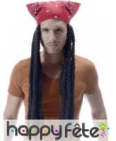 Longue perruque rasta avec bandana rouge, 60cm, image 1