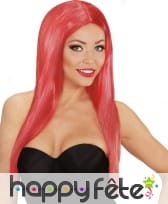 Longue perruque rouge lisse raie centrale