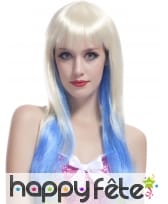 Longue perruque Tie & Dye blond et bleu, image 1