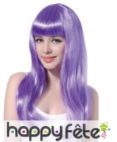 Longue perruque violette pâle avec frange droite