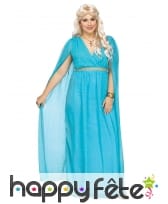 Longue robe bleue de déesse romaine grande taille