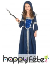 Longue robe bleue médiévale pour enfant