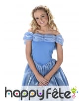 Longue robe bleue unie de princesse pour femme, image 1