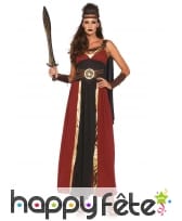 Longue robe bordeaux noire de guerrière romaine