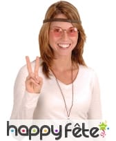 Lunettes rondes, bandeau et collier hippie