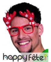 Lunettes rouge bois de renne de Noël