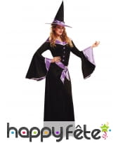 Longue robe de sorcière noire et violette, femme